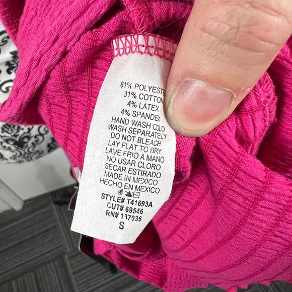 Paper Crane hot pink smocked wide striped tank top.  Size S - Picture 8 of 8